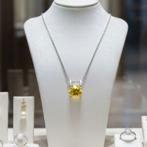 Moissanite 1 CT Canary Yellow Pendant Necklace